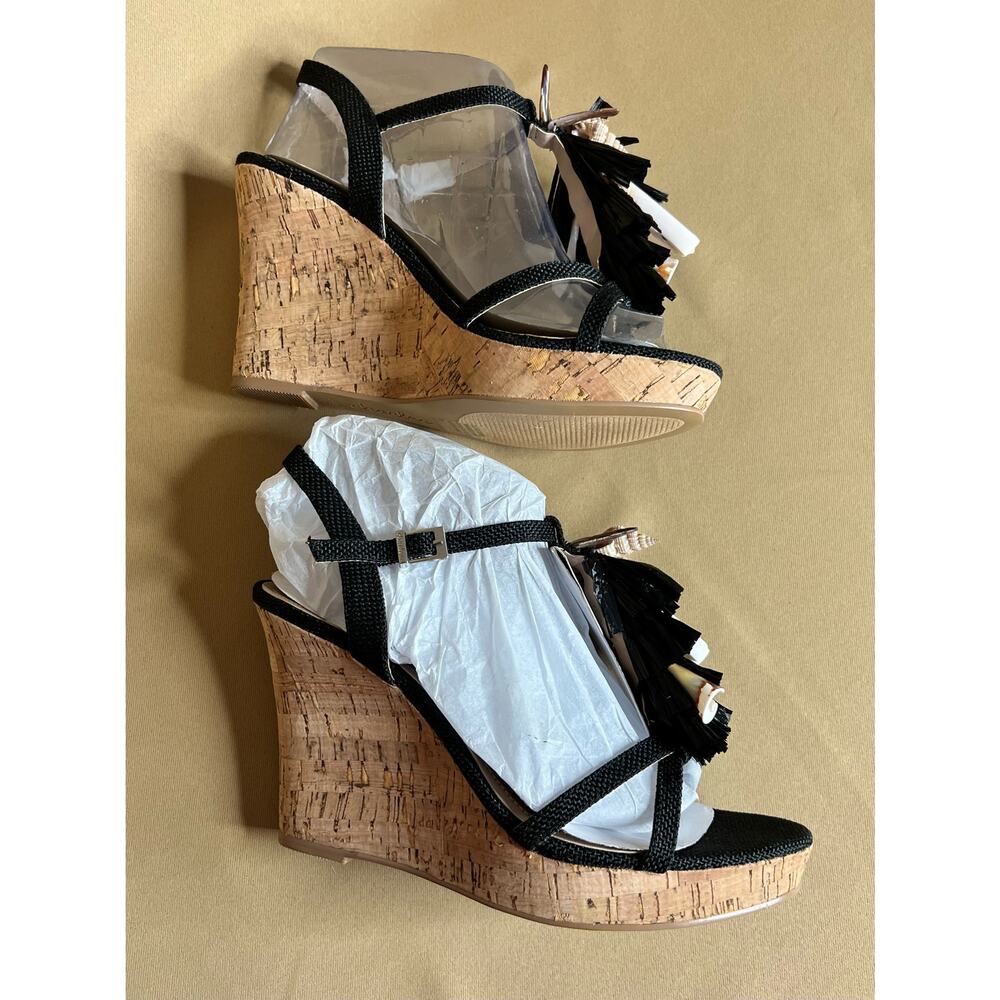 Charles by Charles David La Jolla Shell Wedge Size 9.5 Black NEW - Picture 5 of 14